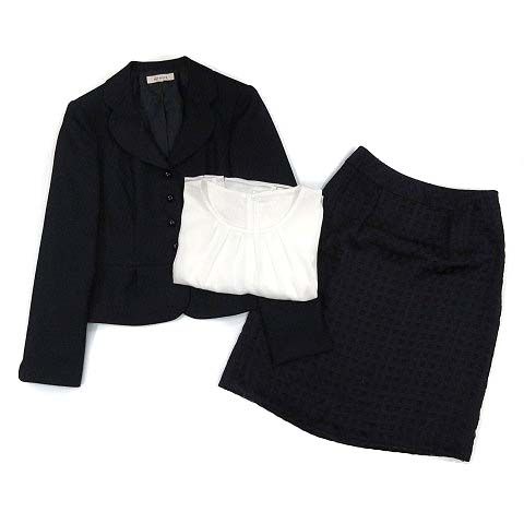 リファンネ RIFANNE 東京ソワール スーツ 3点セット ジャケット スカート ブラウス 紺 ネイビー 11