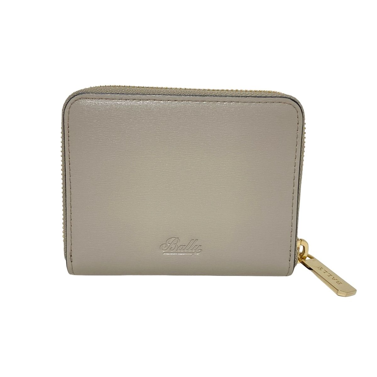 BALLY バリー コインケース グレー ラウンドファスナー レザー