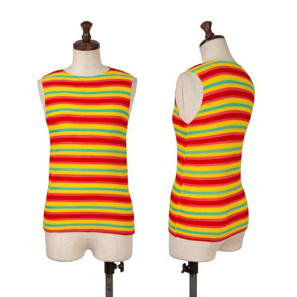 イッセイミヤケ ミーISSEY MIYAKE me カラフルボーダータンクトップ