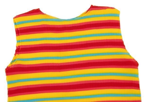 イッセイミヤケ ミーISSEY MIYAKE me カラフルボーダータンクトップ