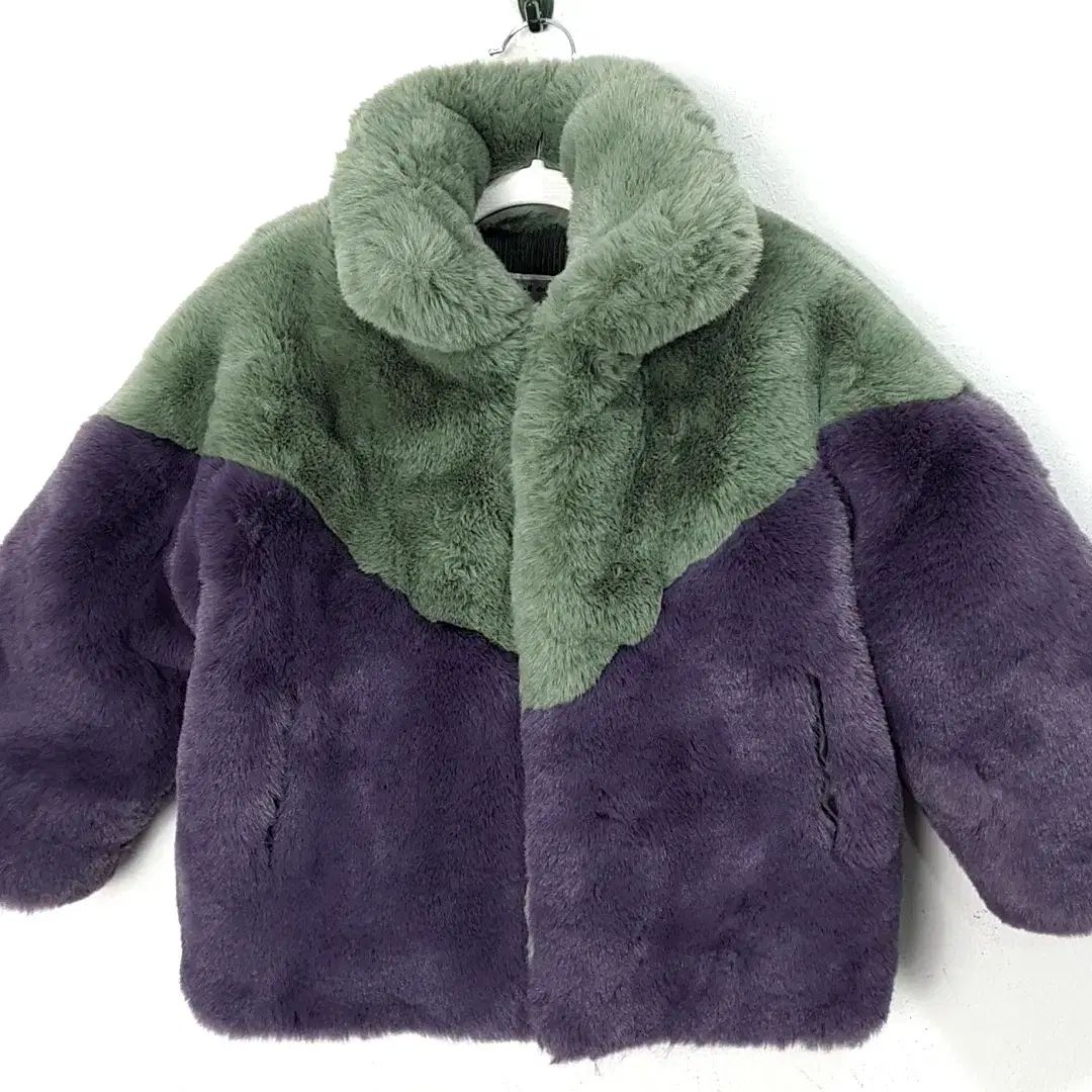 4-5歳 リミテドゥドゥ ファージャケット パープル|グリーン バイカラー