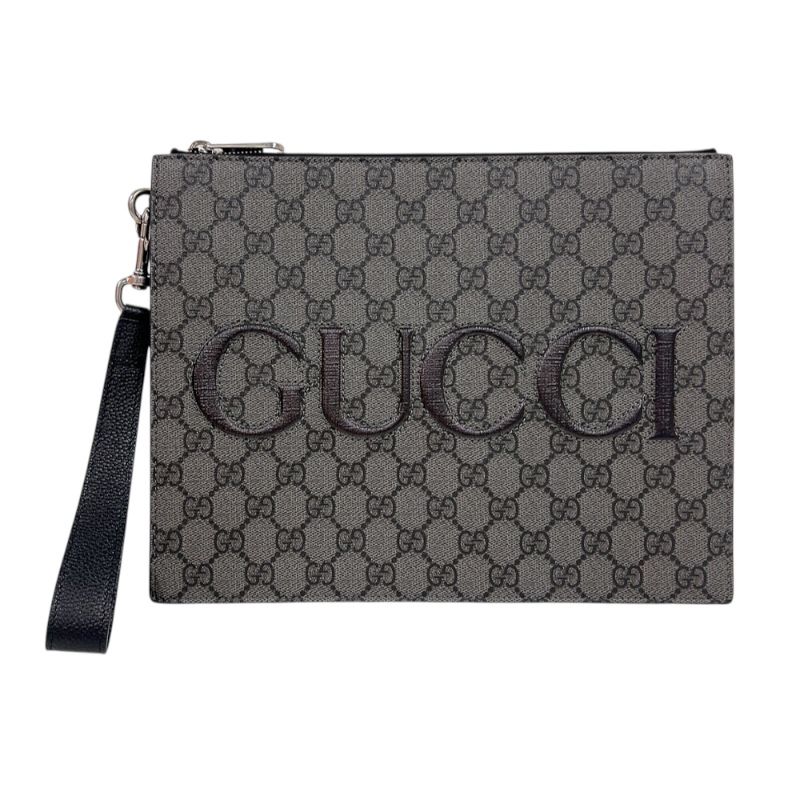 グッチ GUCCI GGスプリームクラッチバッグ 768374 ブラック シルバー金具 GGスプリーム ユニセックス クラッチバッグ