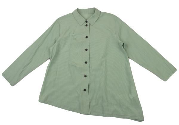 センソユニコSENSOUNICO 慈雨 裾アシンメトリー切替チェック長袖シャツ