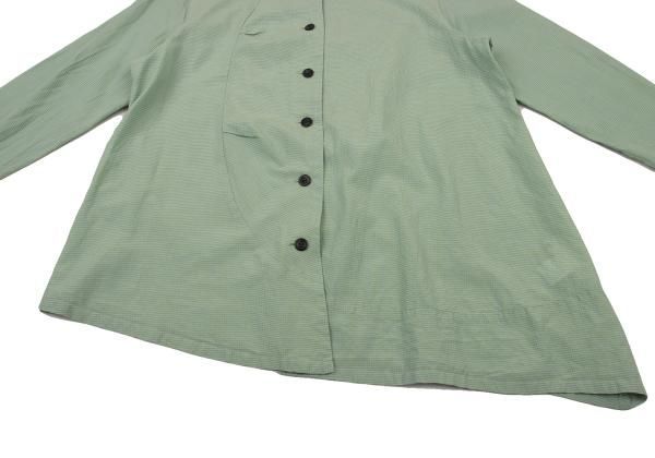 センソユニコSENSOUNICO 慈雨 裾アシンメトリー切替チェック長袖シャツ