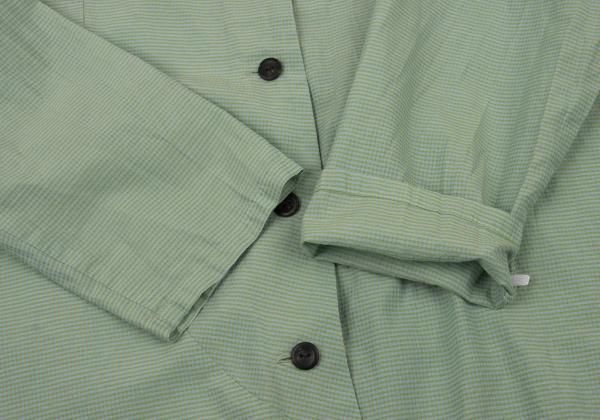 センソユニコSENSOUNICO 慈雨 裾アシンメトリー切替チェック長袖シャツ