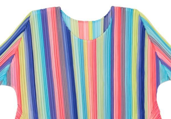 プリーツプリーズPLEATS PLEASE プリーツカラフルストライプカットソー