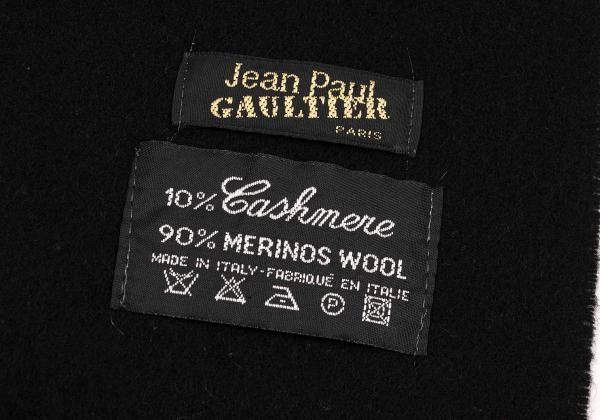 新品未使用　ジャンポールゴルチエ マフラー　黒白　メジャー柄 ジャンポールゴルチエファムJean Paul GAULTIER FEMME フリンジニット
