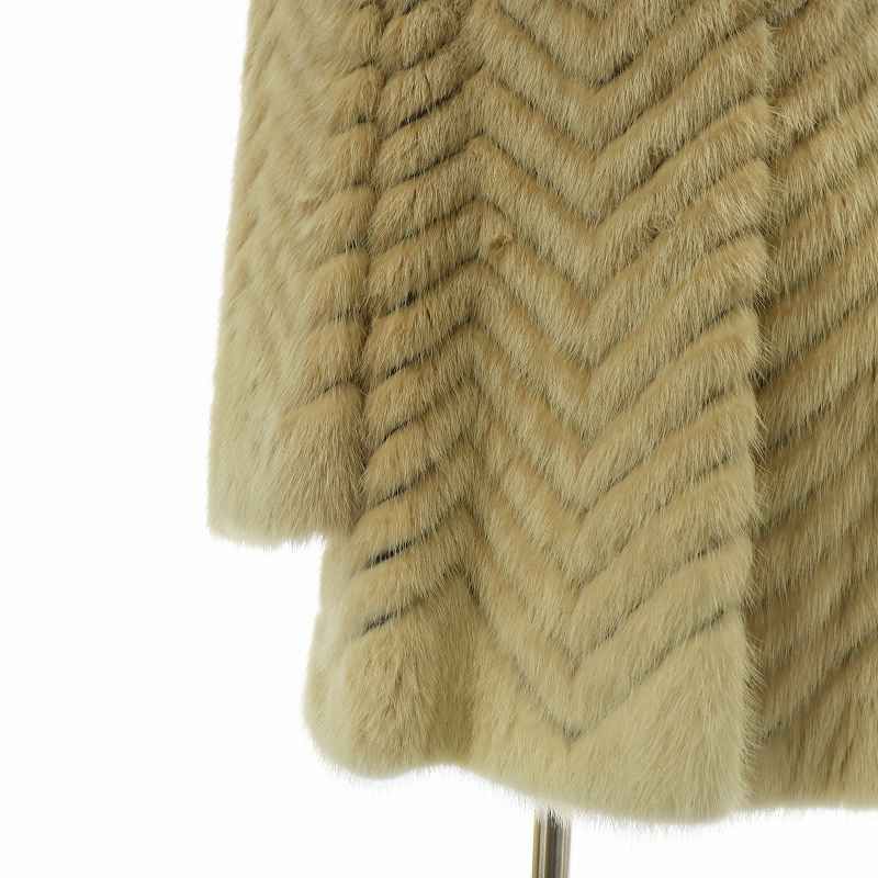 ノーブランド ファーコート アウター 毛皮 ミンク ミドル ヘリンボーン