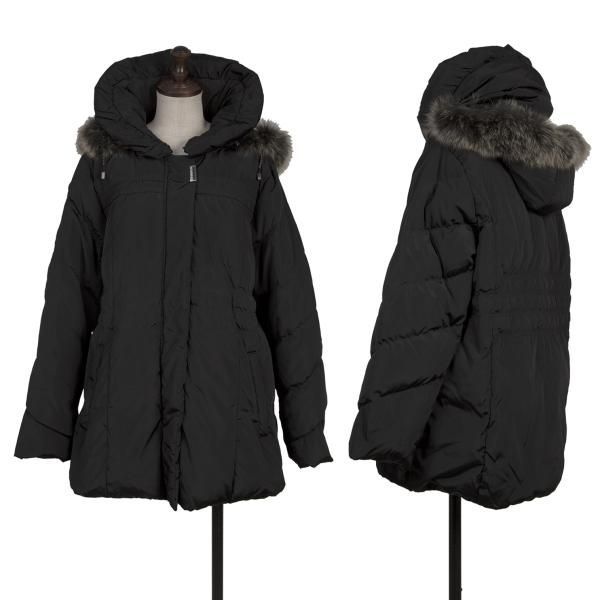 バルマンBALMAIN フォックスファーダウンコート 黒M