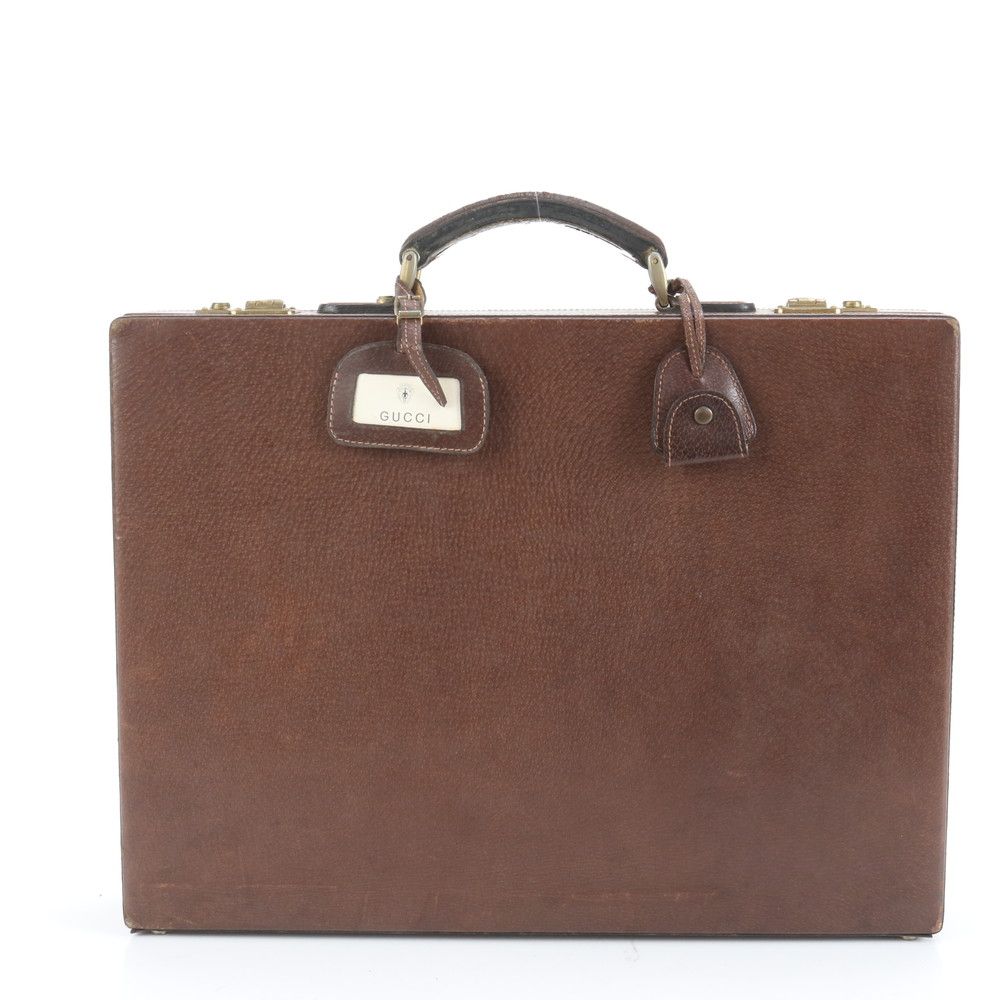 グッチ レザー アタッシュケース ハードケース 書類鞄 ビジネス ブリーフケース 出張 ブラウン A 4 メンズ RUE DD 33 8