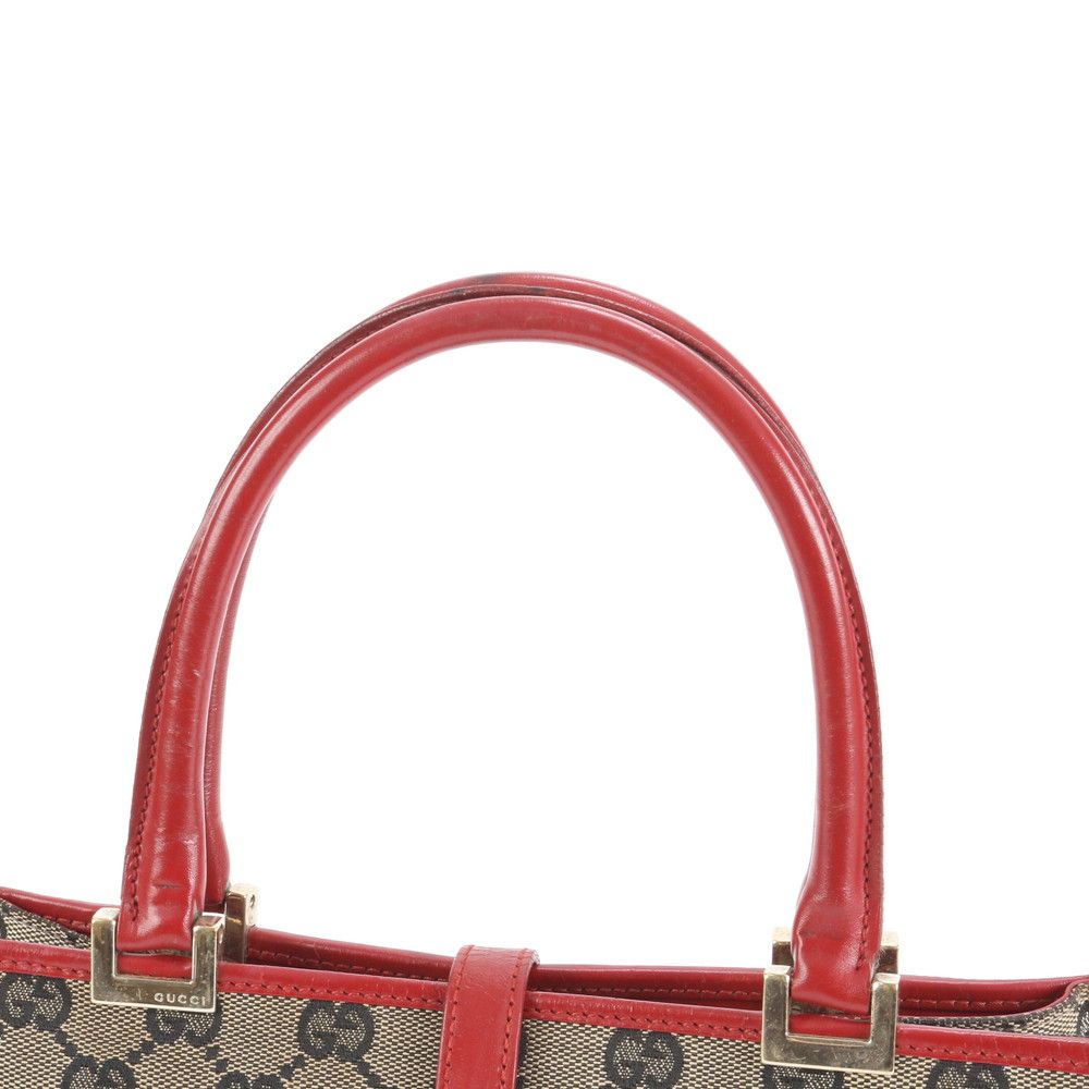 極美品 グッチ ジャッキー GG キャンバス 002-1065 レザー トート