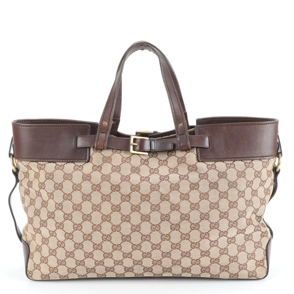 極美品 グッチ GG キャンバス 106251 レザー トート バッグ ショルダー