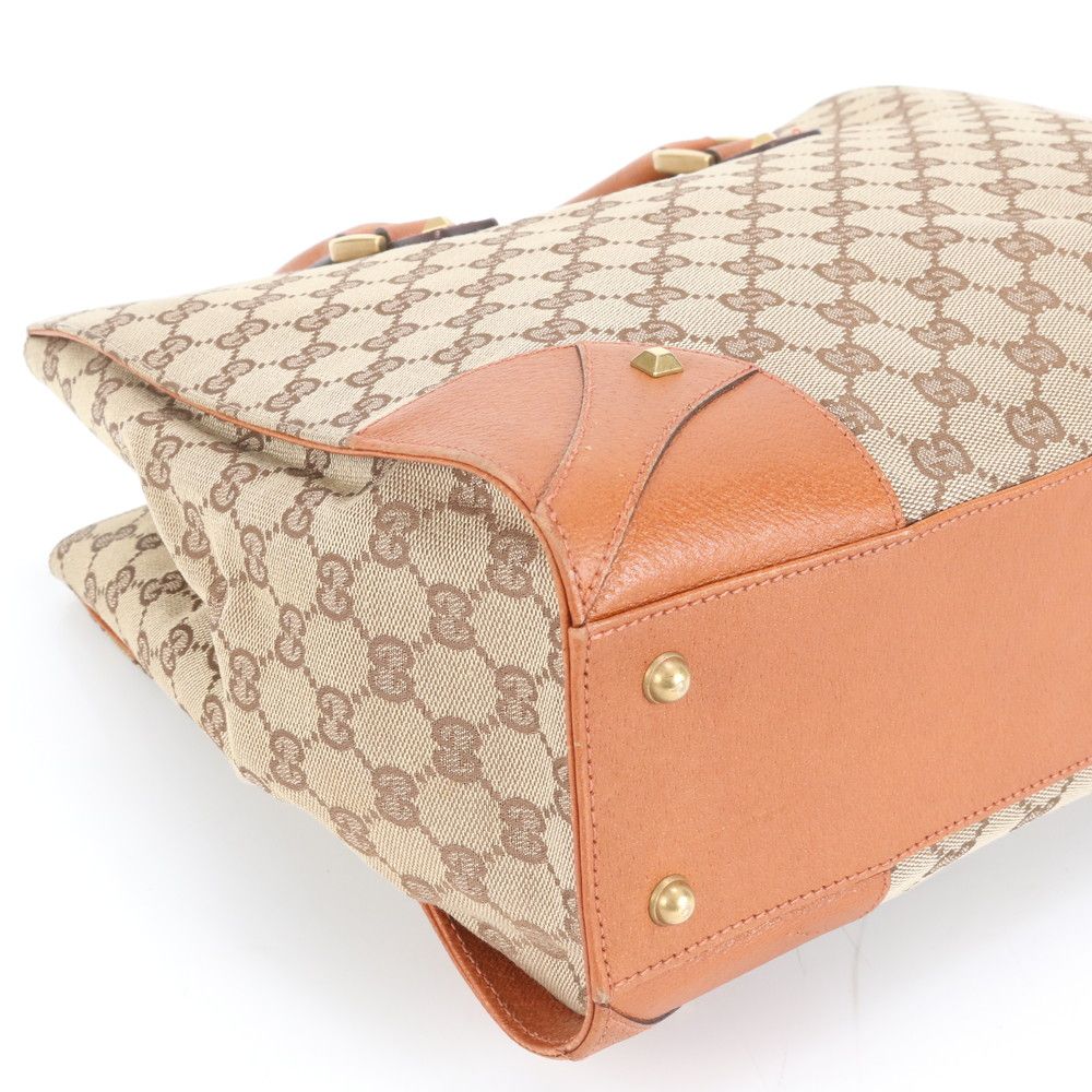 極美品 グッチ GG キャンバス 120897 レザー トート バッグ ショルダー