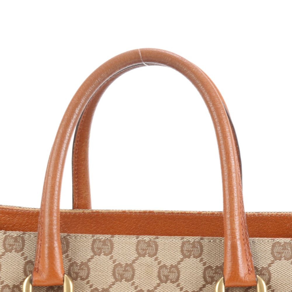 極美品 グッチ GG キャンバス 120897 レザー トート バッグ ショルダー