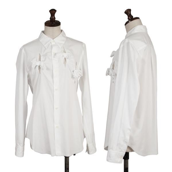 コムデギャルソンCOMME des GARCONS リボンデザインコットンシャツ 白M