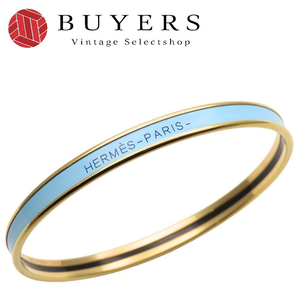 エルメス ブレスレット ユニ バングル メタル エナメル ブルー ゴールド メッキ GP アクセサリー レディース 女性 HERMES