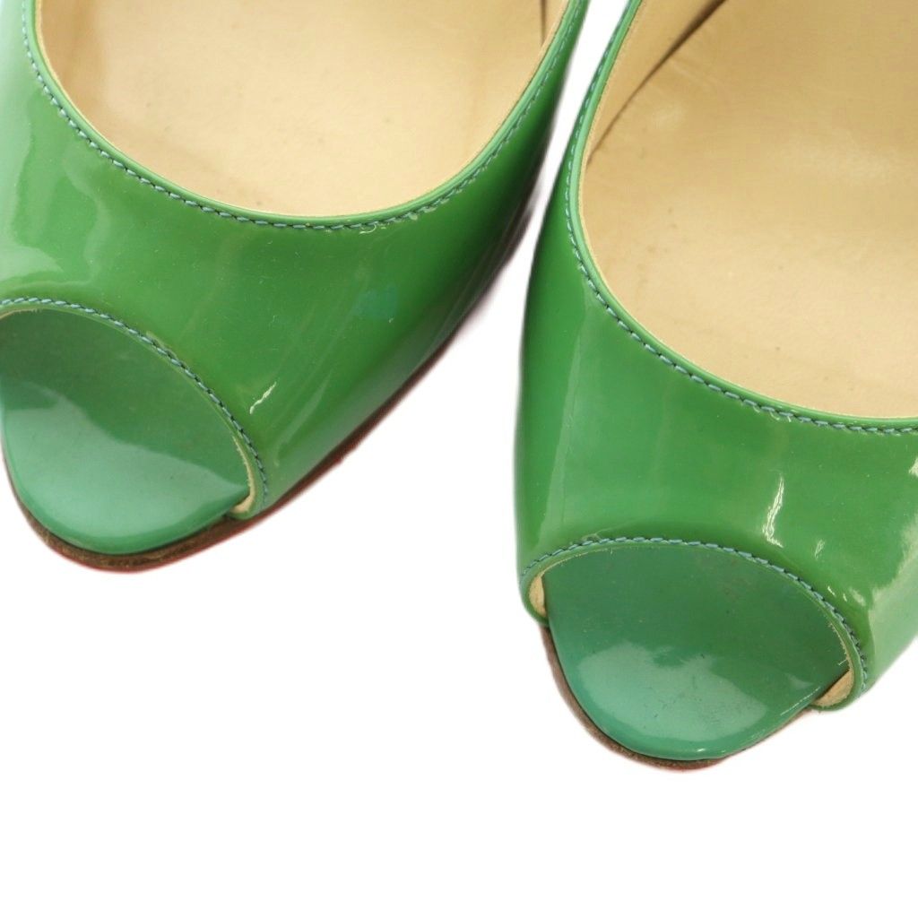 Christian Louboutinエナメルグリーン ハイヒール クリスチャンルブタン Christian louboutin パンプス オープントゥ
