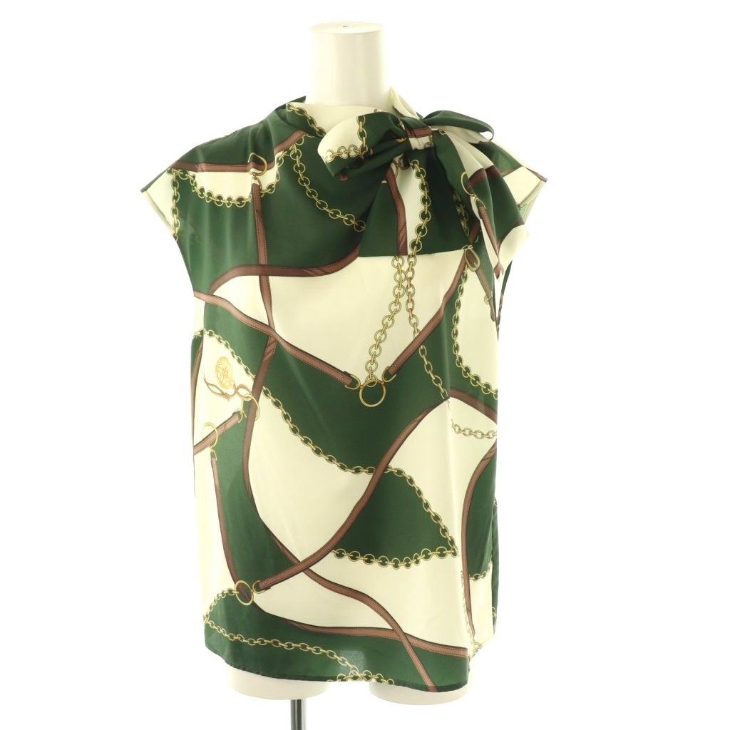 ピンキー ダイアン ピンダイ PINKY DIANNE スカーフプリントブラウス 38 グリーン マルチ ES OS