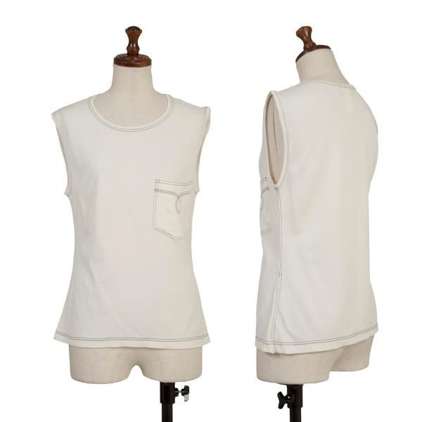 ジャンニヴェルサーチGIANNI VERSACE ステッチノースリーブカットソー オフM位