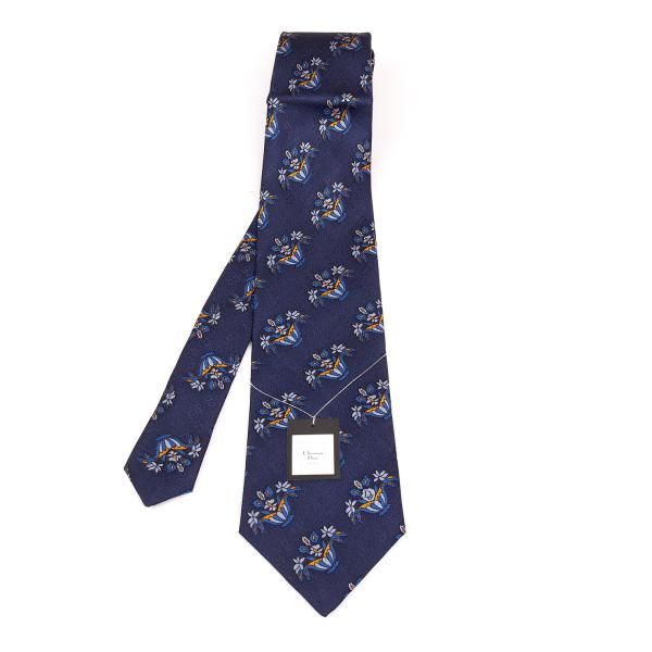 クリスチャンディオールChristian Dior 花瓶柄プリントネクタイ 紺水色