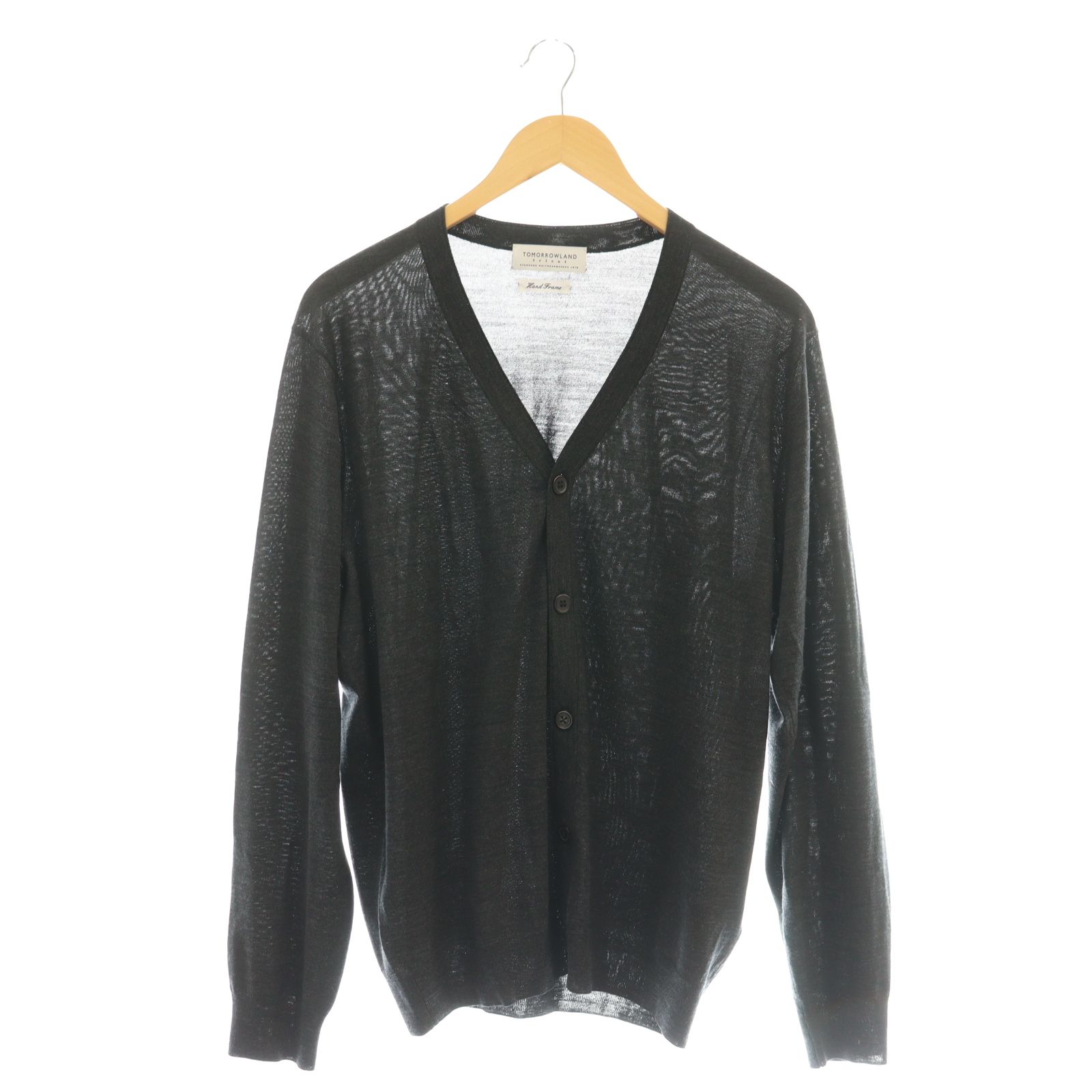 トゥモローランド トリコ tricot 25 AWスーパーファインメリノウール Vネックカーディガン L チャコール 63-02-54-02001 |CX OS