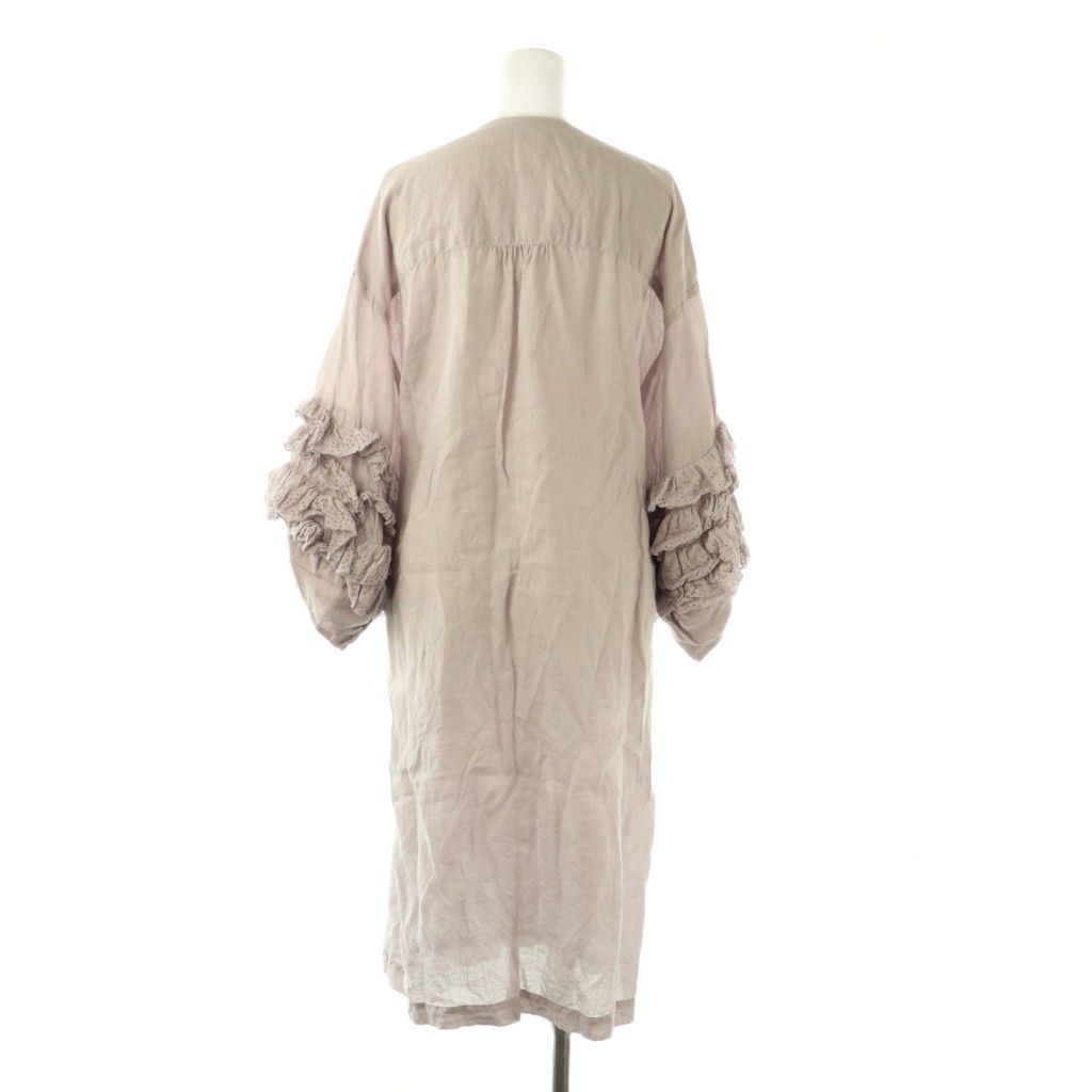 ガーゼ Gauze レースフリルスリーブ カシュクールワンピース リネン F ライトパープル パープル 紫 G 1079 CX OS SH