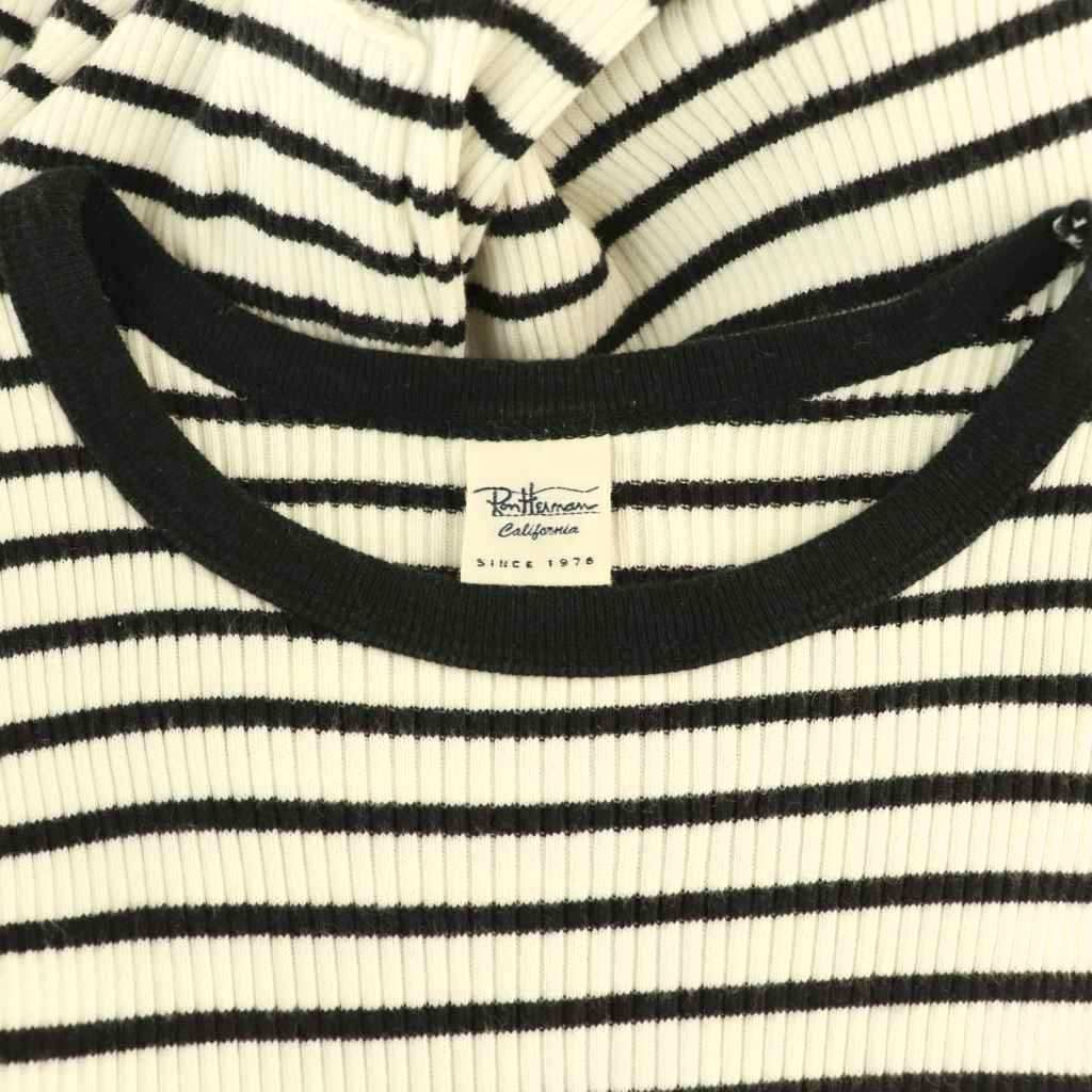 ロンハーマン リブボーダーワンピース　美品 ロンハーマン Ron Herman リブボーダーワンピース ロング 半袖 XS