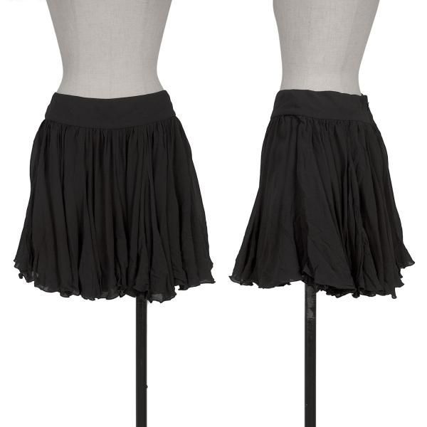 ドルチェ&ガッバーナDOLCE&GABBANA シルク裾フリルミニスカート 黒44