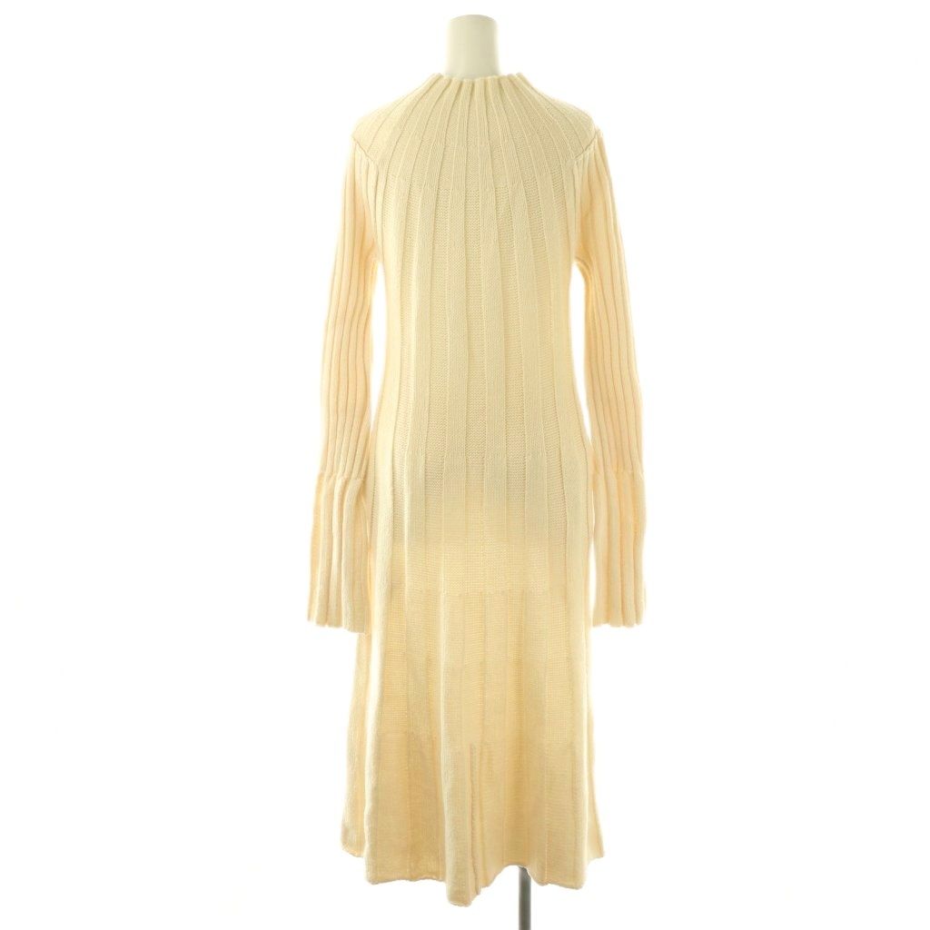 セリーヌ CELINE フィービー期 ウールワイドリブニットワンピース プルオーバー S アイボリ CX OS