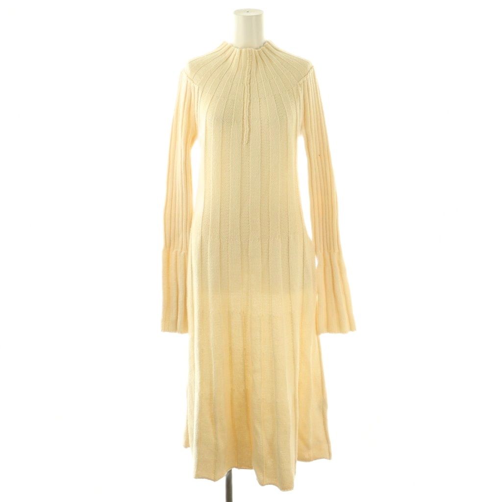 セリーヌ CELINE フィービー期 ウールワイドリブニットワンピース プルオーバー S アイボリ CX OS