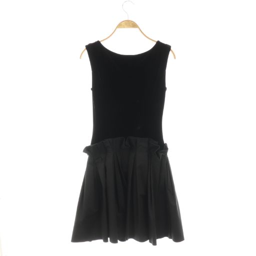 ベロアノワール バイ フォクシー ニューヨーク VELOUR NOIR by FOXEY YORK 切り替え ワンピース 膝丈 ノースリーブ 38 ブラック 26701 HK OS