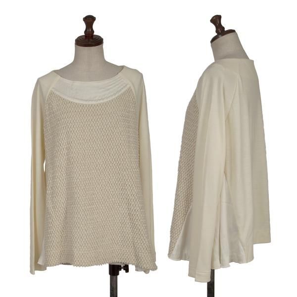 ツモリチサトTSUMORI CHISATO 異素材切替デザイントップス アイボリー2