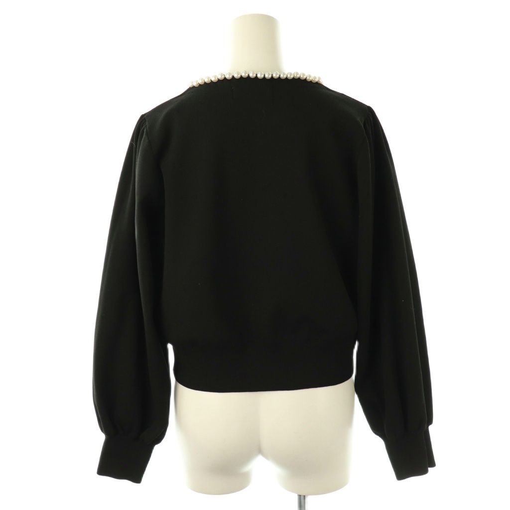 アナイ ANAYI パールブルゾン ニット ジップアップ ノー 38 ブラック HK OS