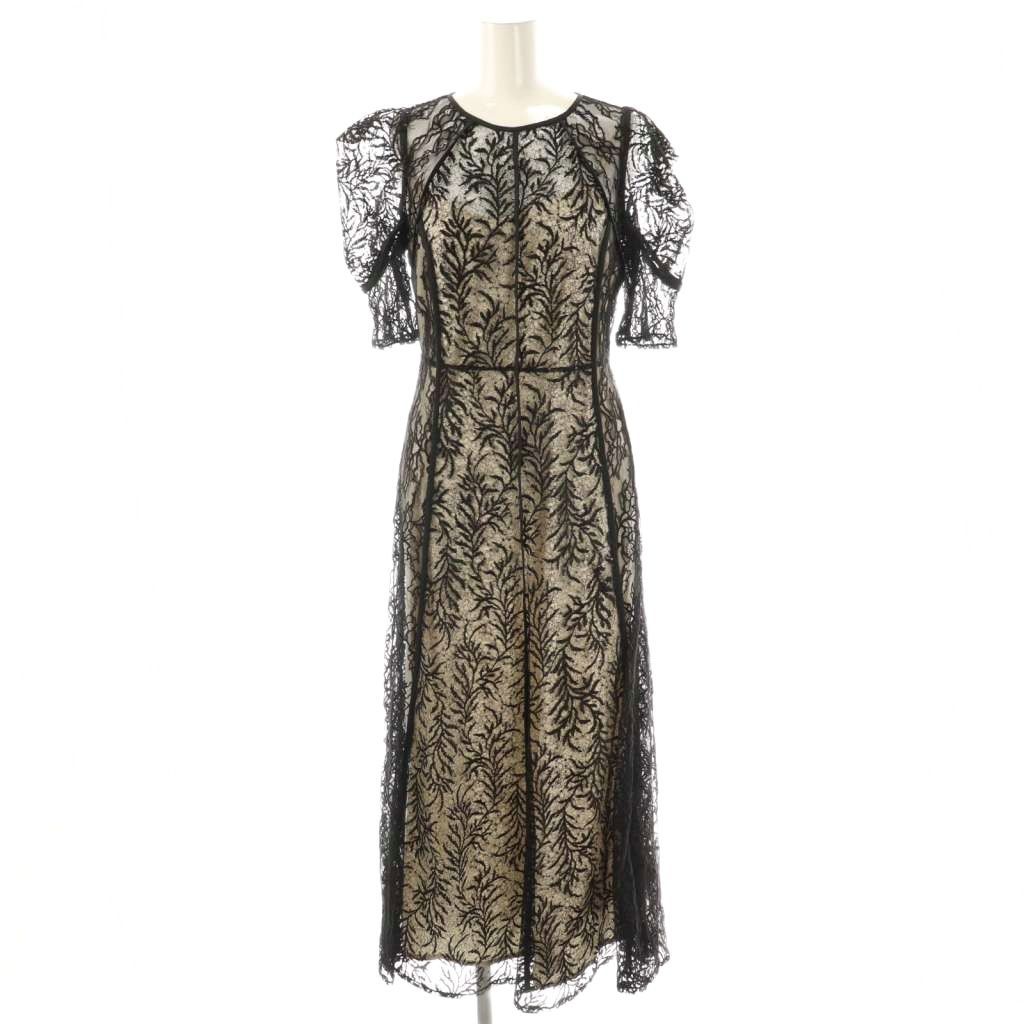 フレイアイディー FRAY I D 25 SS リーフレースパイピングドレス ワンピース 0 ブラック ES OS SH