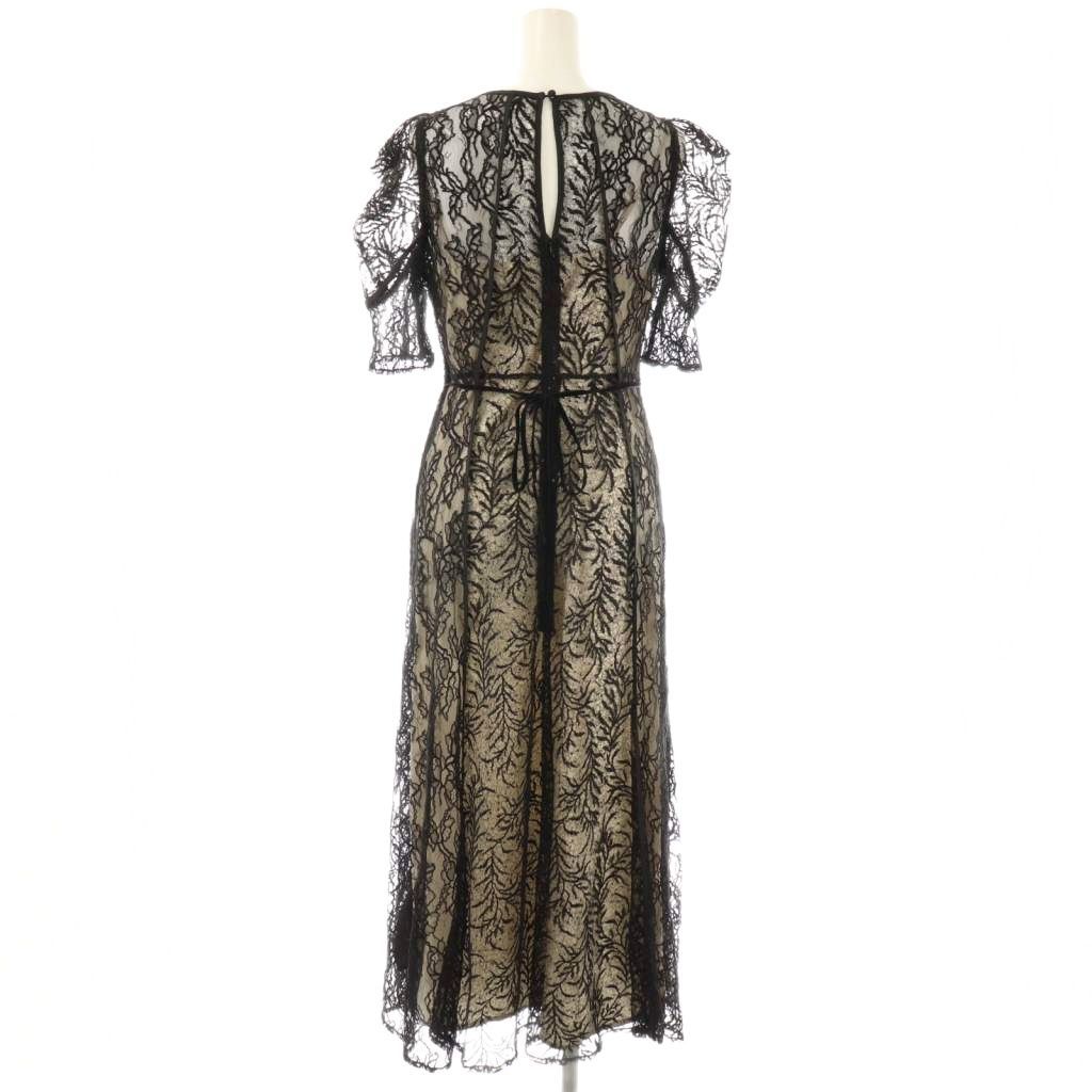 フレイアイディー FRAY I.D 25 SS リーフレースパイピングドレス ワンピース 0 ブラック ES OS SH