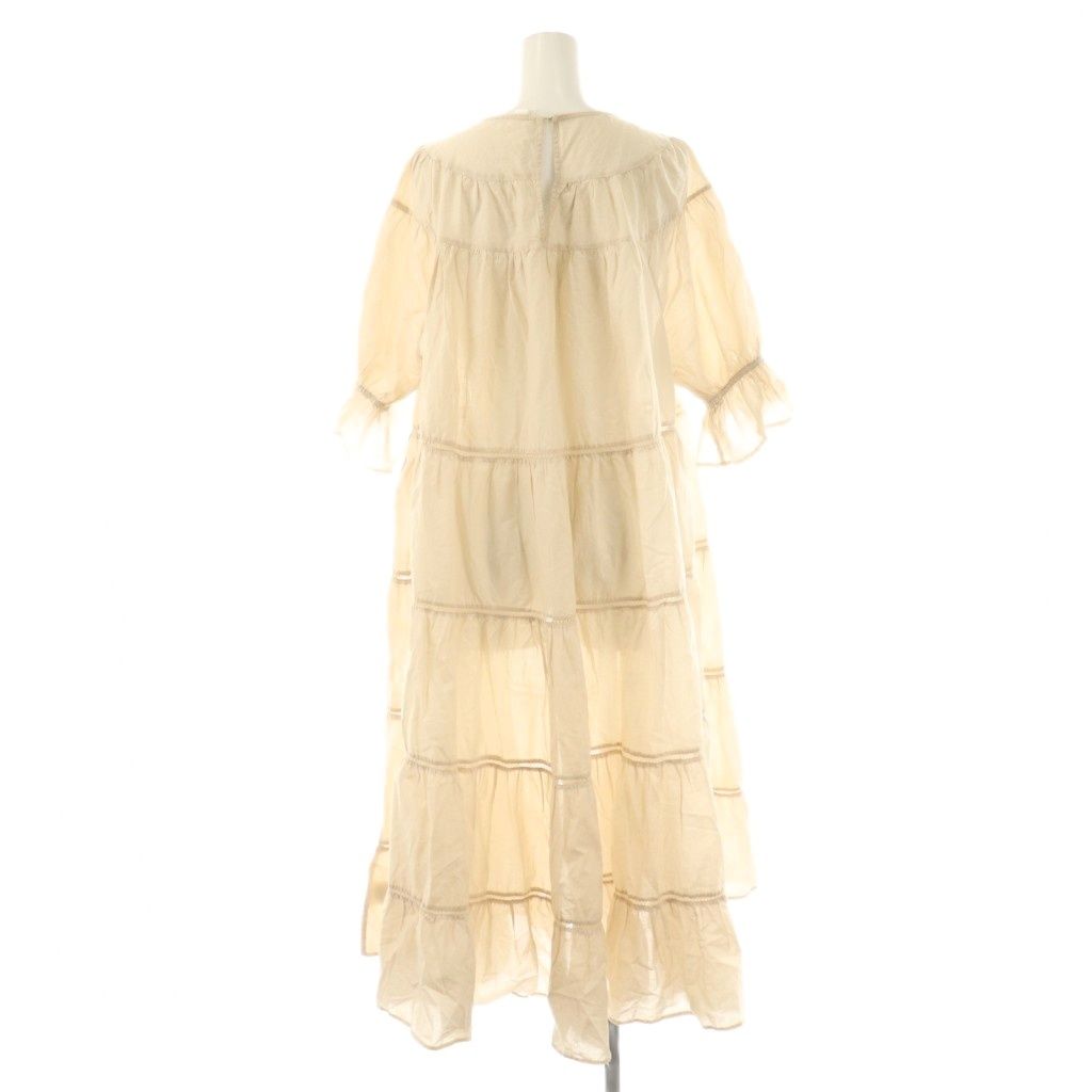 マーレット Merlette PARADIS コットンパフスリーブティアードワンピース XS ライトベージュ DO OS