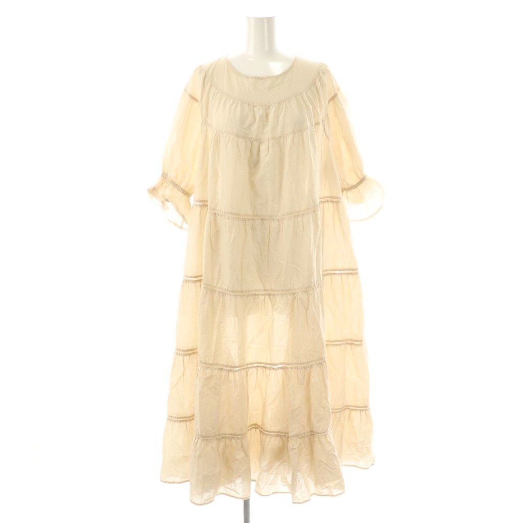 マーレット Merlette PARADIS コットンパフスリーブティアードワンピース XS ライトベージュ DO OS