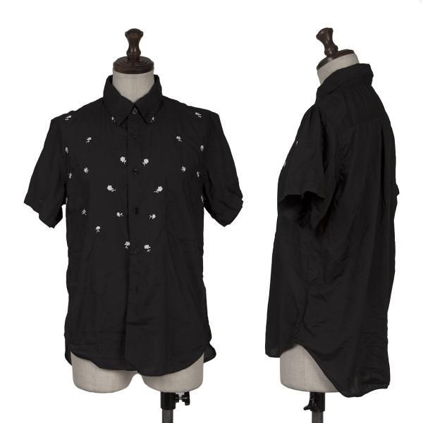ブラックコムデギャルソンBLACK COMME des GARCONS ポリ小花刺繍半袖
