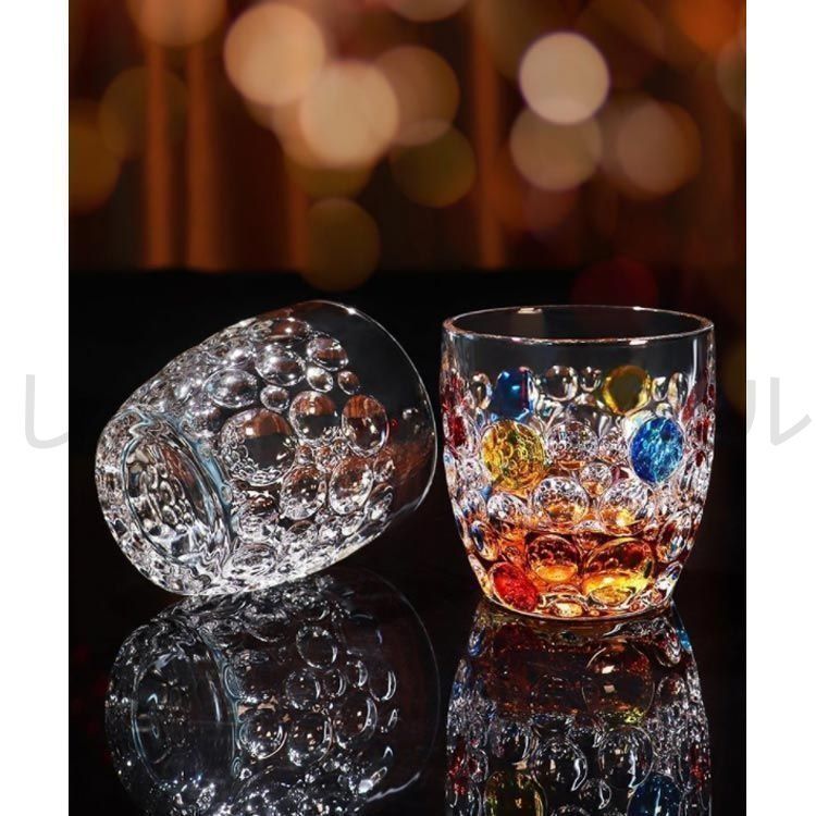 新しい未使用 虹色 カラフル 400ml 4個セット ガラス コップ