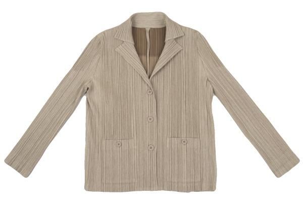 極美品✨PLEATS PLEASE プリーツ　ベージュ　ノーカラージャケット プリーツプリーズPLEATS PLEASE プリーツノーカラージャケット