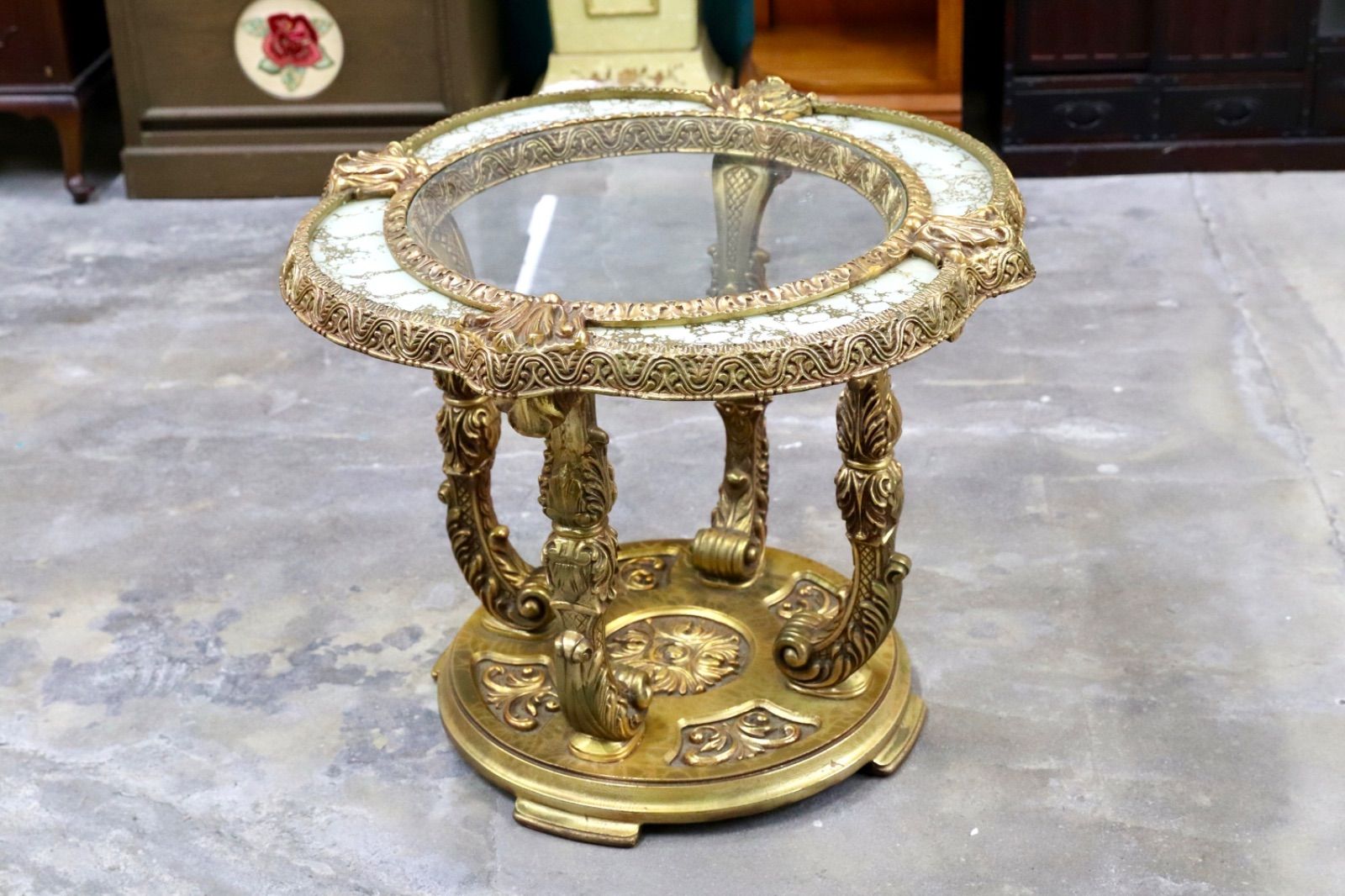 GMIS 372 西洋 アンティーク サイドテーブル コンソールテーブル 花台 ゴールド ラグジュアリー モダン ヴィンテージ 店舗什器