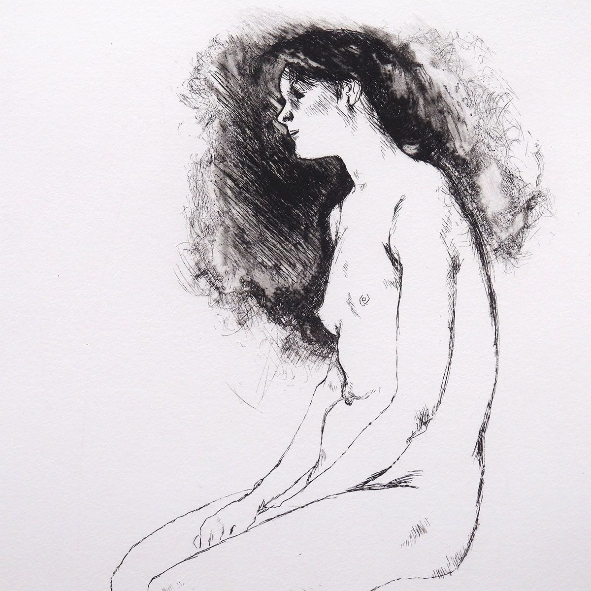 佐藤忠良 座像:或る日の女Ⅳ 人物画 女性像 作家直筆サイン