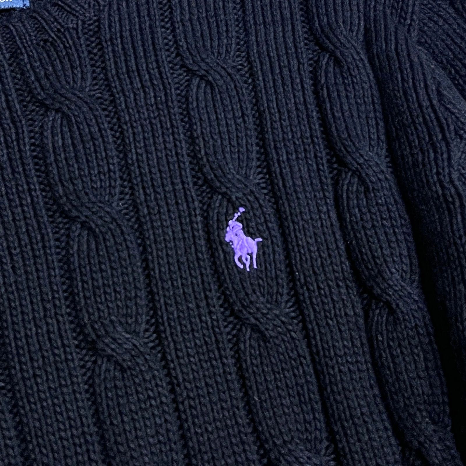 cZ20 POLO by RALPH LAUREN ピマコットン PIMA COTTON 100％ クルーネック コットン ニット セーター 長袖 ポニー刺繍 胸元 ワンポイント S ブラック 黒 ポロバイラルフローレン cZ20 Polo by Ralph Lauren ピマコットン PIMA COTTON 100％ クルー