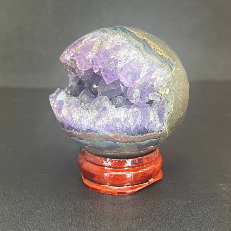 187：【高品質】アメジスト笑い口原石 台座付100g43mm クラスター