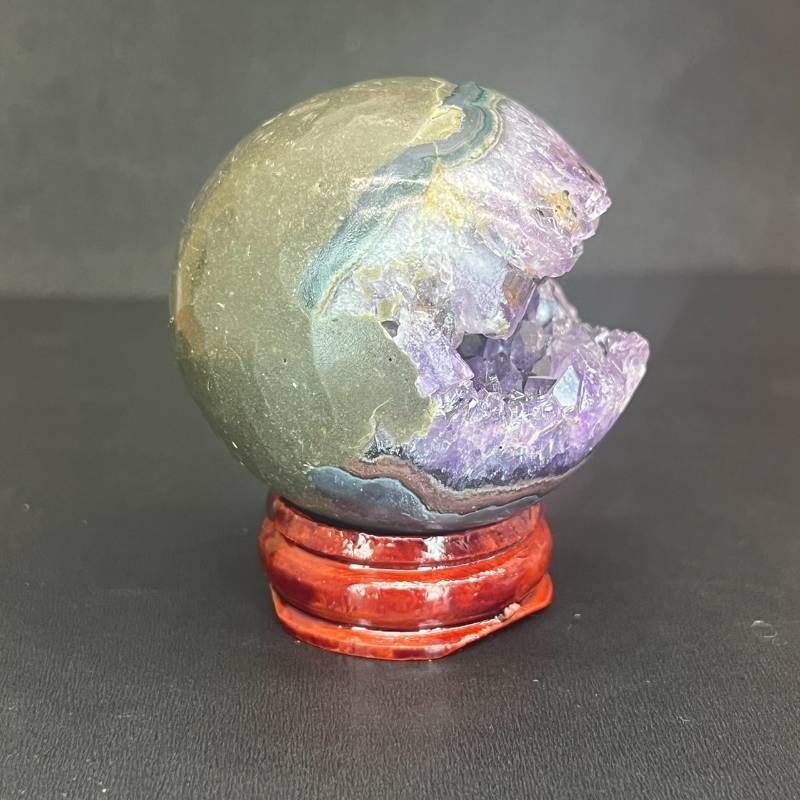 187：【高品質】アメジスト笑い口原石 台座付100g43mm クラスター