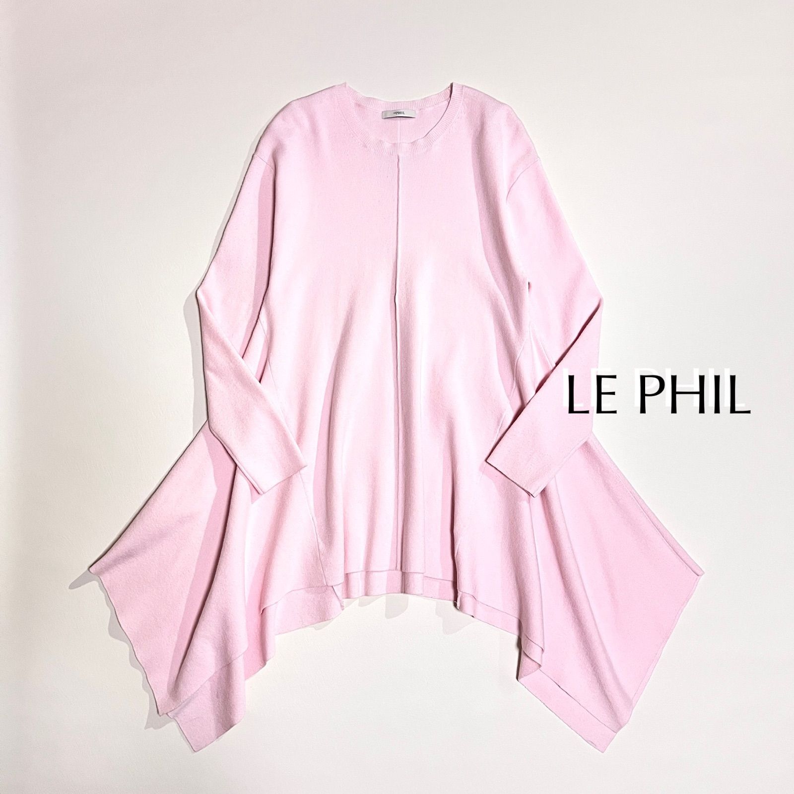 タグ付 LE PHIL ルフィル フレアー ペプラム ニット ピンク cZ21 LE PHIL アシンメトリー フレア ニット ペプラム 変形 セーター