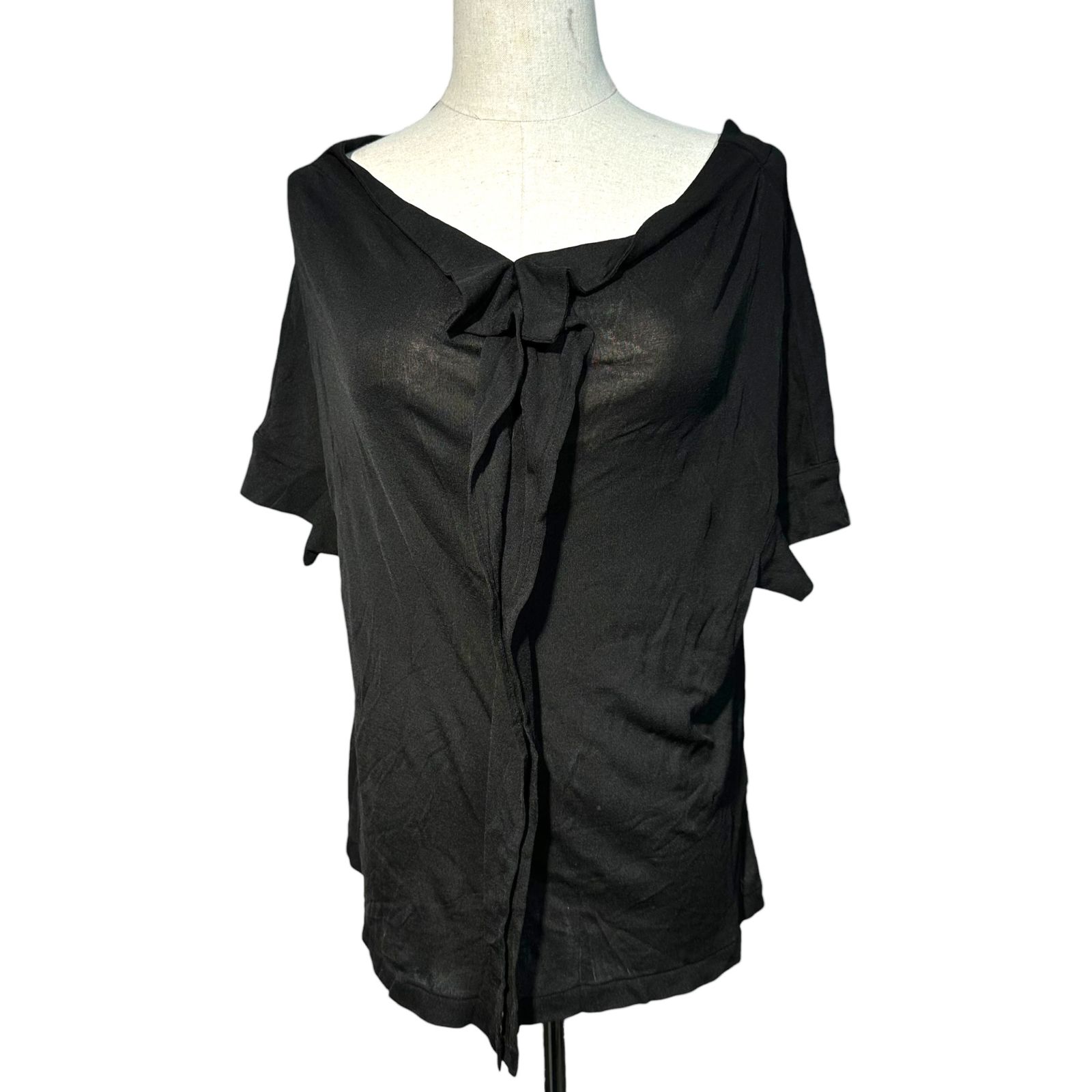YOHJI NOIR ヨウジヤマモトプリュスノアール All Silk S|S Blouse オール シルク 半袖 ブラウス NY-T 02-430 3 ブラック