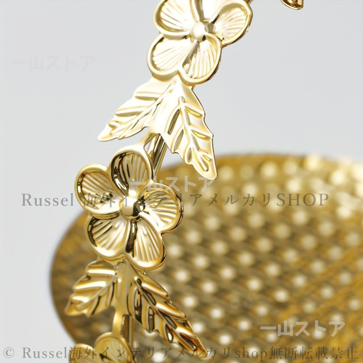 金色 花装飾 アクセサリー ケース 海外 インテリア 小物 新品?未使用】 アクセサリートレイ ゴールド 花 装飾 アクセサリー