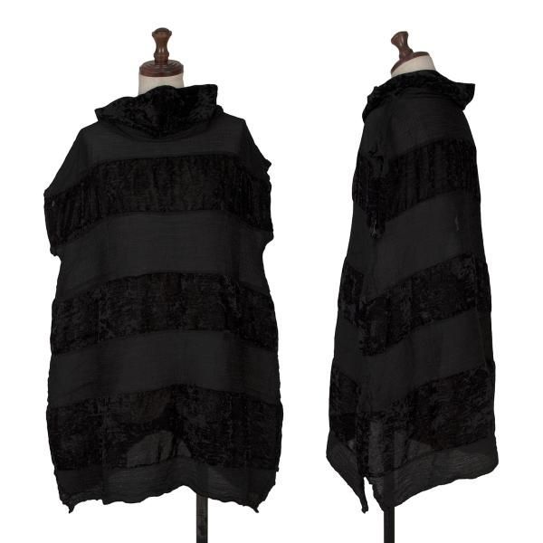 イッセイミヤケ ミーISSEY MIYAKE me ベロア切替オフタートルクレープ