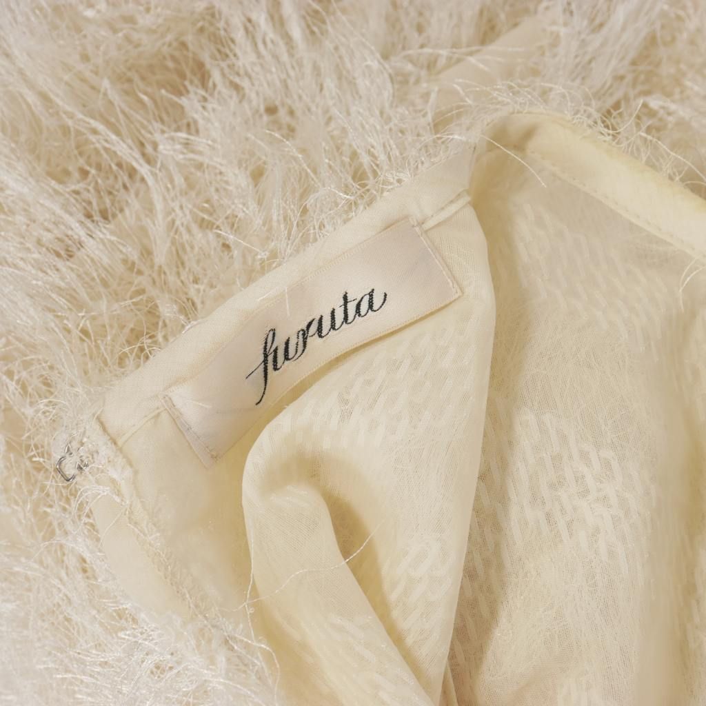 フルタ furuta フリンジ シアー ノースリーブ ワンピース 38 ベージュ